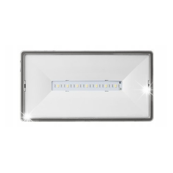 Corp iluminat de urgenta LED, model S M2 102 M AT W COLD, 4.7W, alb, 269x144x40mm