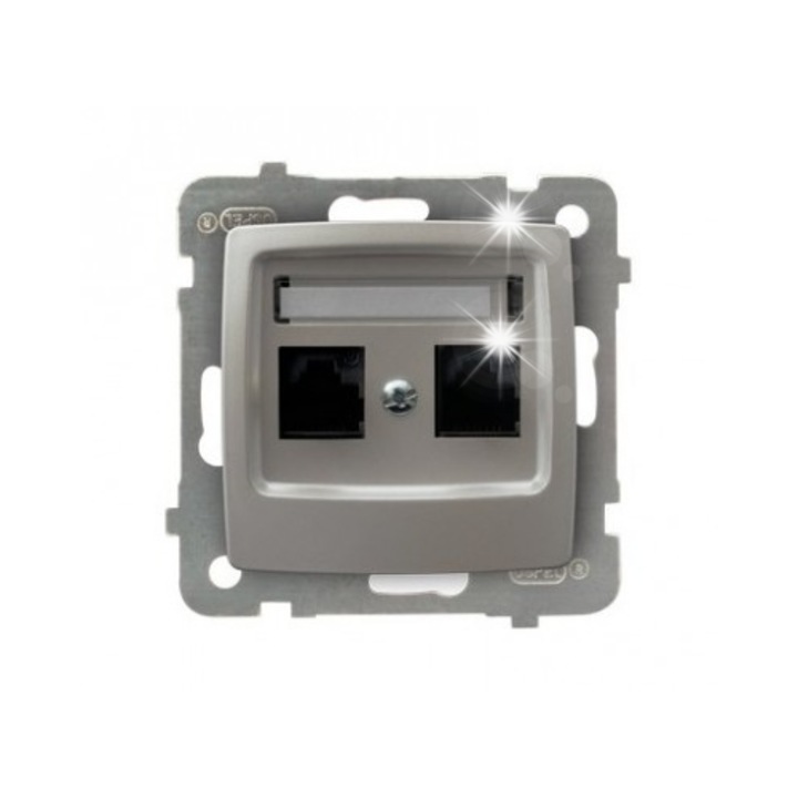Награда 2xRJ45 кат.5e, GPK-2S/K/m/43, перлено сребро, тънък монтаж