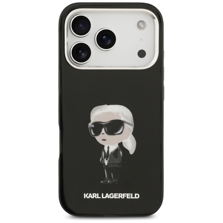 Калъф Karl Lagerfeld IML Aquarelle Karl Logo с MagSafe съвместим с iPhone 17 Pro, Черен