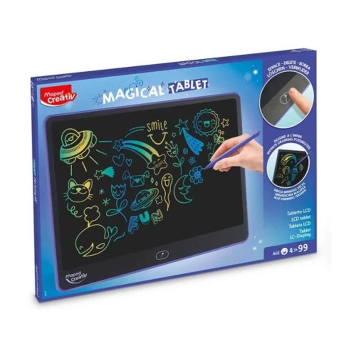 Tableta magica colorata pentru copii Maped, 330x250x6mm, set cu baterie