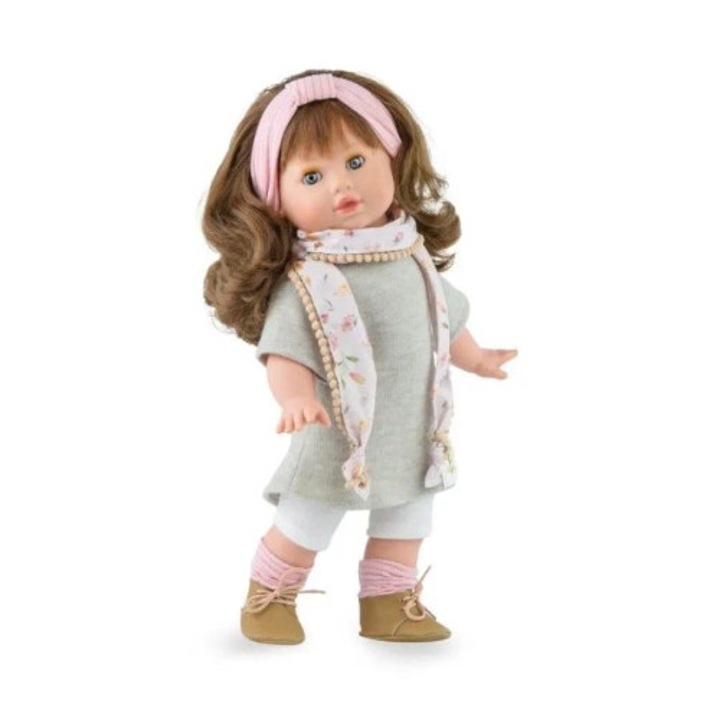 Marina & Pau Tina baba, 42cm, szürke, fehér, kiegészítő szettel