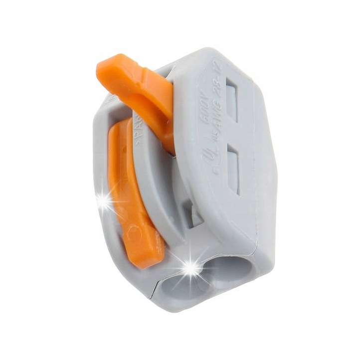 Conector electric 2x 0,08-4mm2, 400V, 32A, gri/portocaliu, set 50 bucati, 20.5x12.4x14.5mm