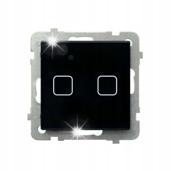 Kettős érintésű kapcsoló fekete üvegpanellel, Sonata Touch, vékony kivitel, kék világítás