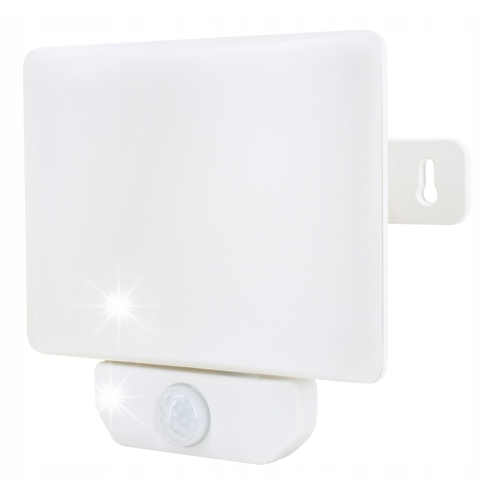 Proiector LED 30W 4000K 2700lm IP65 alb, dimensiuni 154x159x133mm, senzor PIR