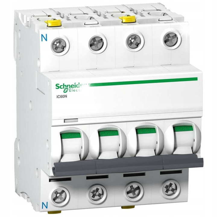 Dispozitiv de protectie Schneider Acti9 iC60N-C20-3N, 20A, 3P+N, alb, 72x91x78,5mm