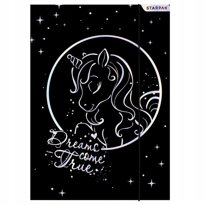Mapa A4 EURO-TRADE cu elastic, grafica unicorn, laminata, 2 modele