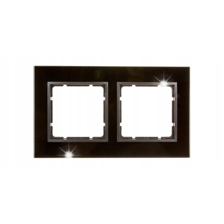 Rama dubla Berker B.7, sticla neagra/antracit, 161x95x9,6mm