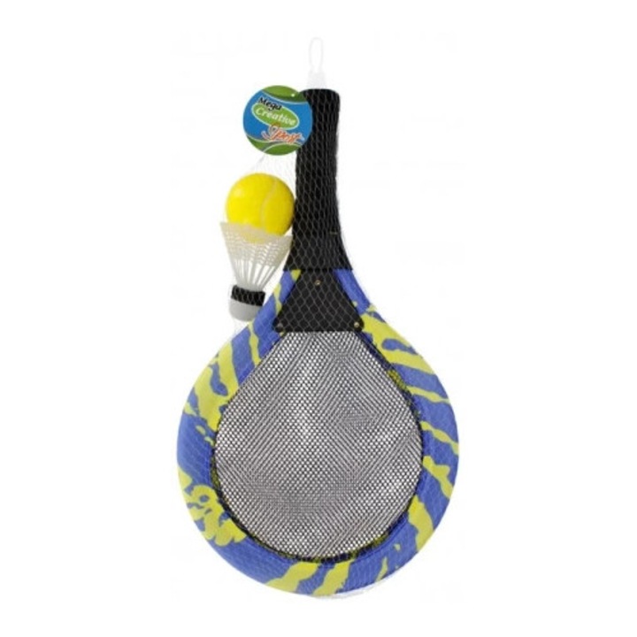 Set de jucarii pentru plaja Mega Creative, 2 rachete, minge din spuma, 43x24cm, pentru copii 3+