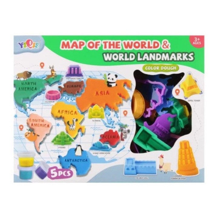 Set masa plastica Mega Creative, 5x mix culori, accesorii, 28x21x6cm