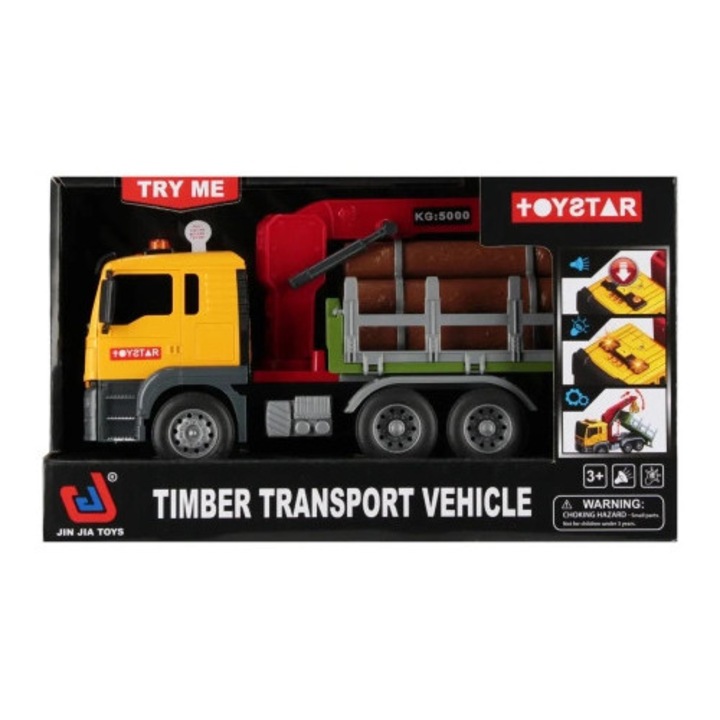 Camion cu remorca Mega Creative, efecte luminoase si sonore, 27x13x10cm, set de jucarii pentru copii 3+