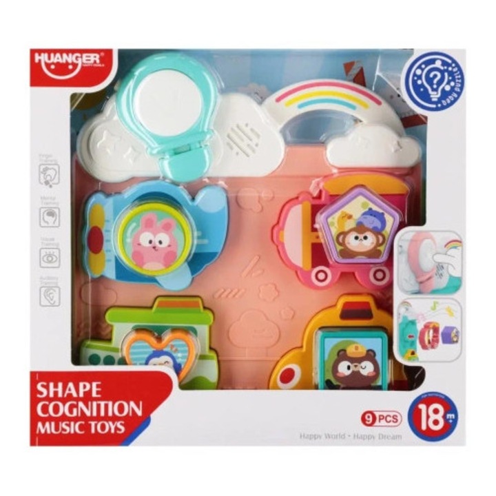 Jucarie pentru copii tabla puzzle, multicolor, 22x3x23cm, pentru copii 18m+