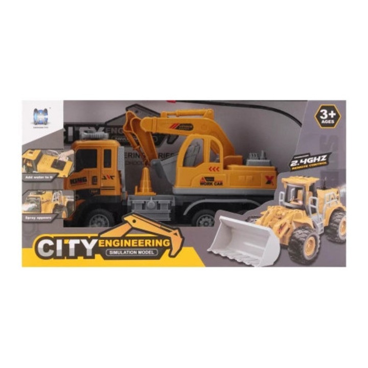 Excavator de jucarie cu telecomanda Mega Creative, 23x14x8cm, set cu telecomanda, pentru copii 3+ ani