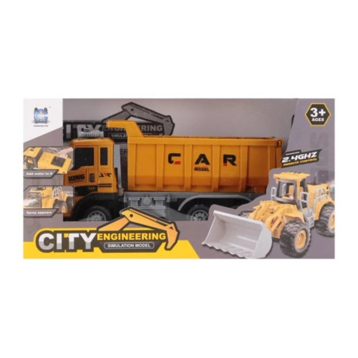 Camion de Teren Zdalnie Sterowany Mega Creative, 24x12x8cm, cu Functie de Ridicare, Lumina si Sunet, Set cu Pilot