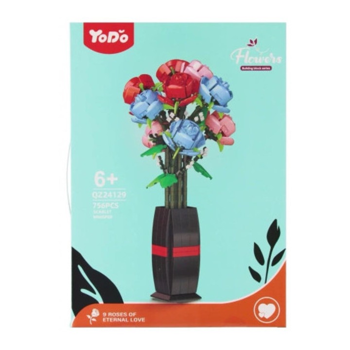 Set de constructie Mega Creative, Kwiaty, 756 elemente, plastic, 29x41x6cm