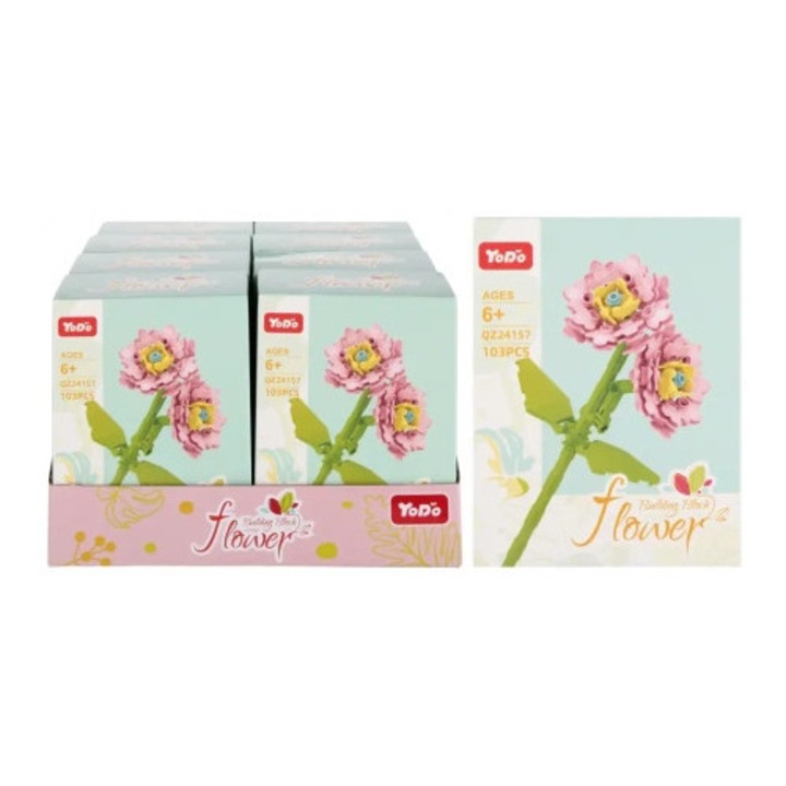 Set de constructie Kwiaty, Mega Creative, 103 elemente, plastic, 10x13x6cm