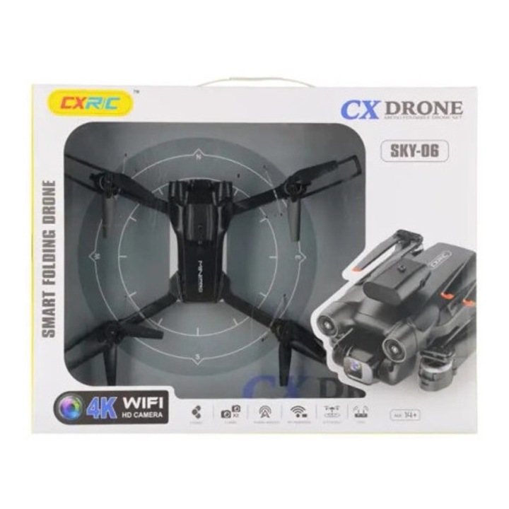 Drona cu camera, Mega Creative, control de la distanta, stabilizare gyroscopica, LED, 32x6x21cm, set complet