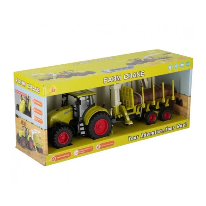 Tractor cu remorca, Mega Creative, efecte sonore si luminoase, 37x12x10cm, pentru copii 3+
