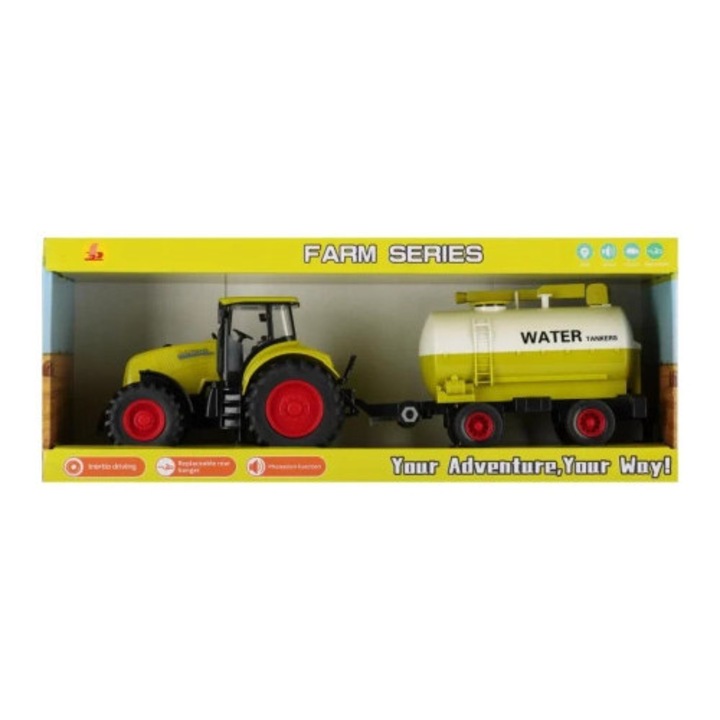 Tractor cu remorca, Mega Creative, efecte sonore si luminoase, 37x12x10cm, pentru copii 3+