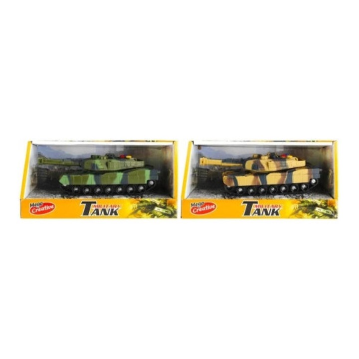 Tanc militar cu sunet si lumina, Mega Creative, verde sau maro, set mix de modele