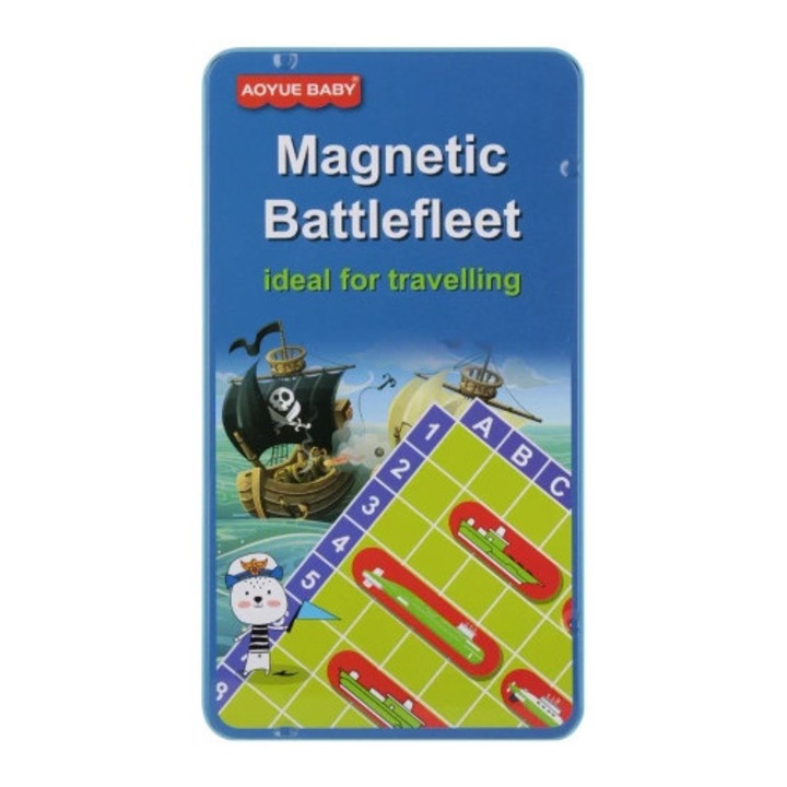 Joc strategic Statki magnetice, set cu 2 planse, metalic, 18x1x10cm, pentru copii 8+