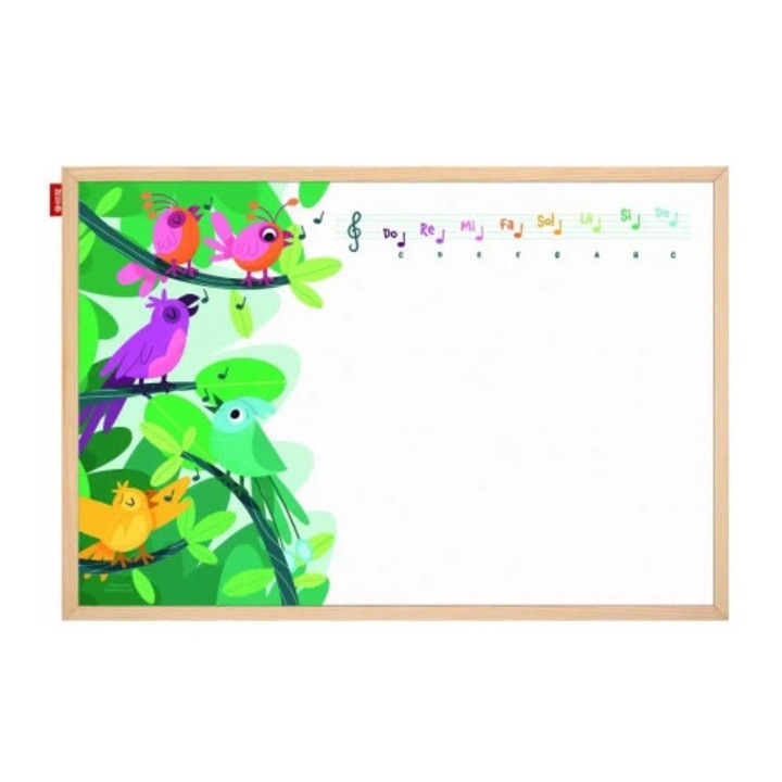 Tablica educationala MemoBe, aventura muzicala, 60x40 cm, alba, cu proprietati usor de curatat
