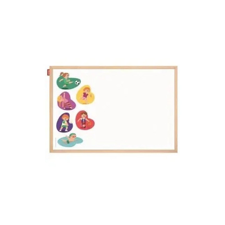 MemoBe oktatótábla, Sportkaland!, 60x40cm, fehér, könnyen tisztítható és mágneses tulajdonságokkal