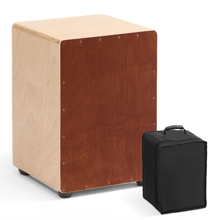 Toba Cajon (Cajon Box), Cutie de Percutie, Cu Sarme Interne, Din Lemn de Mesteacan, Usoara si Portabila, Cu Geanta de Transport, Pentru Incepatori si Profesionisti, 305x305x430 mm