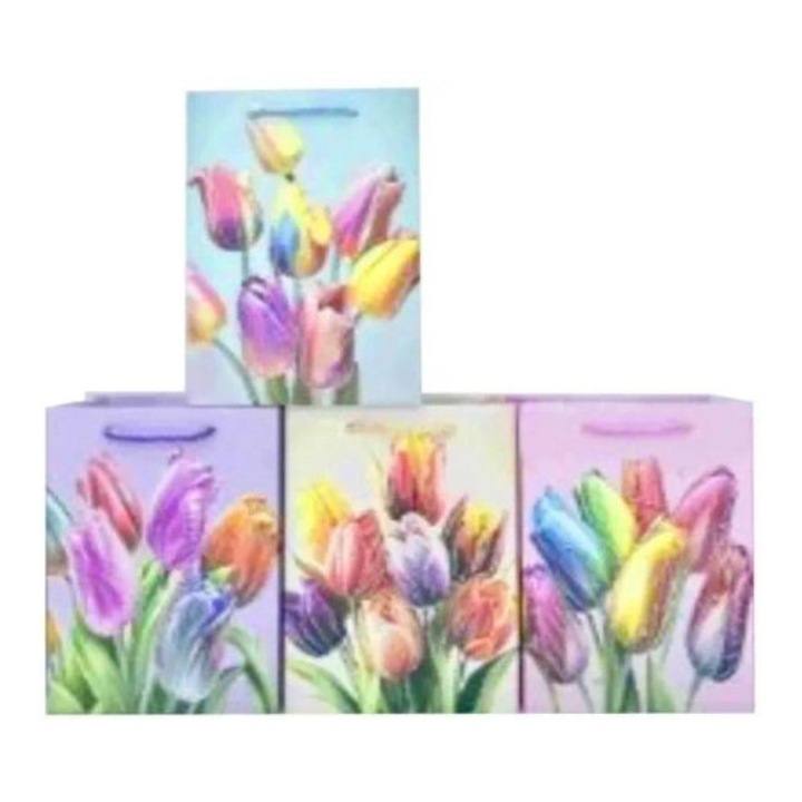 Merkpol 12 darabos ajándéktáska szett, virágmintás, többszínű, 30x40cm