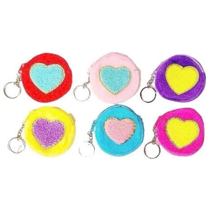 Kulcstartó pénztárca szett, 12 darab, Merkpol, szív, többszínű, 12x12cm