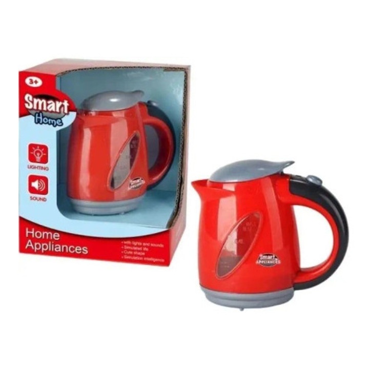 Cumparatorie copii, Merkpol, Ceainic electric cu lumini si sunete, rosu, 3+ ani