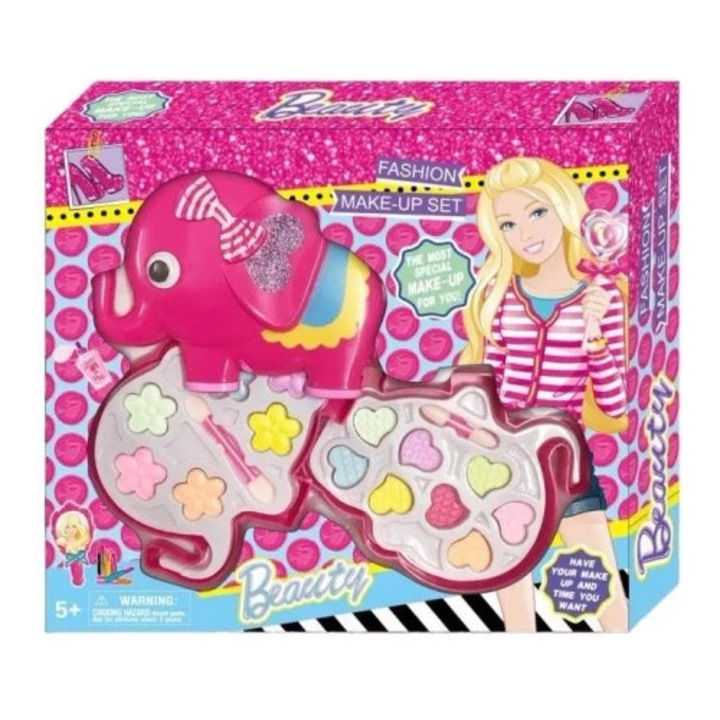 Gyermek sminkkészlet, Merkpol, 2 szintes, rózsaszín, 5 éves kortól