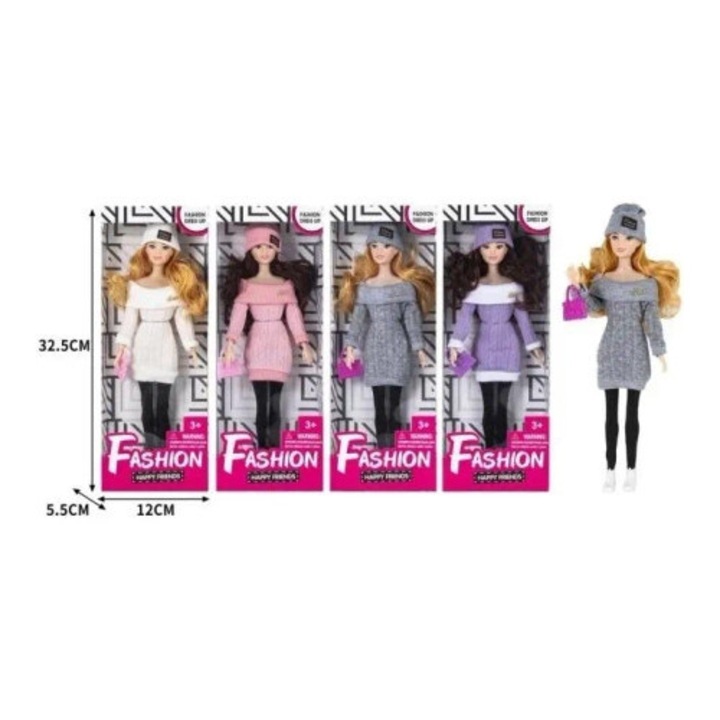 4 darabos "Happy Friends" babakészlet, Merkpol, divat, vegyes színek, 32,5x12x5,5cm