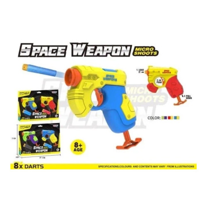 Arma de jucarie Merkpol Space Weapon, set cu 8 sageti din spuma, 29,5x21cm, multicolor