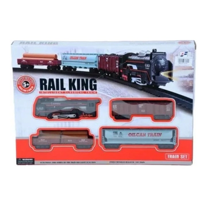 Merkpol játékvonat készlet, gőzmozdony 3 vagonnal, világítás, többszínű