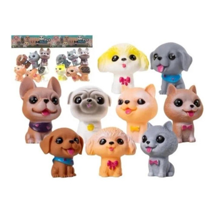 Set 6 figurine din cauciuc, Merkpol, rase de caini, detalii colorate, multicolor