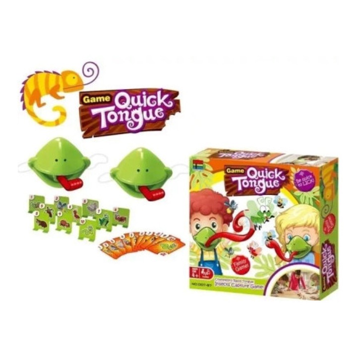 Joc de societate Quick Tongue, Merkpol, set cu 2 masti, 2 jezi, carti cu insecte