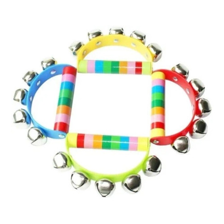 Merkpol fa csörgő, többszínű, csengőkkel, 30x10cm