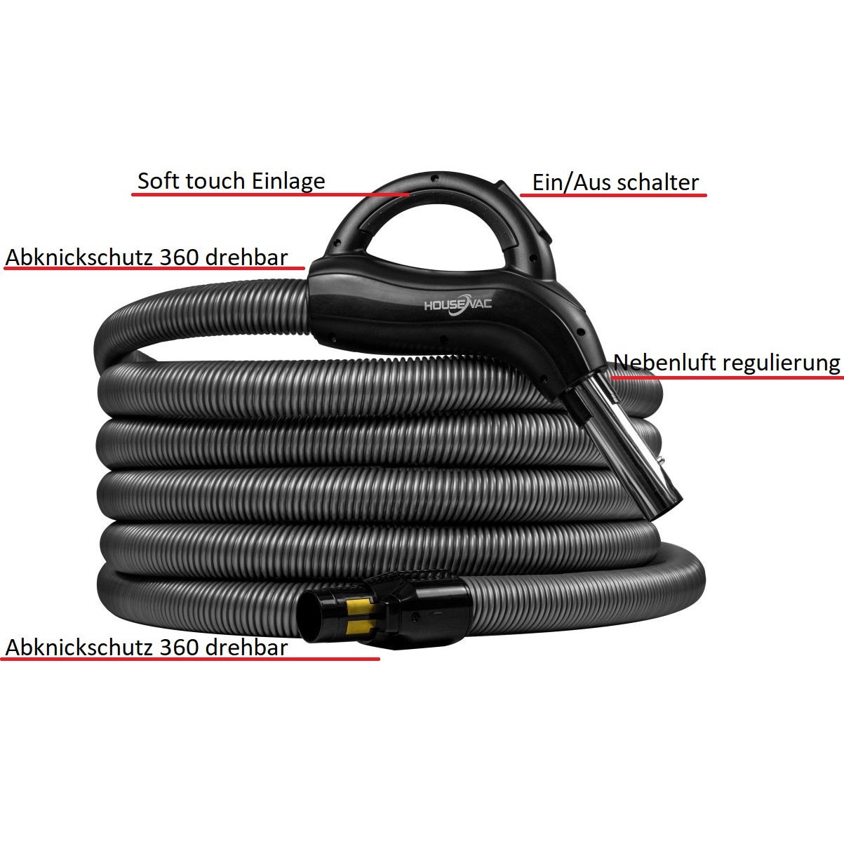 Aspirator Central HouseVac HV755ST, 755 AirWatt, 10 prize, set PREMIUM cu furtun 12m, 35l, 33x77cm