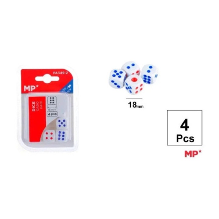 Set 4 zaruri 18mm, MP Main Paper, jocuri de societate