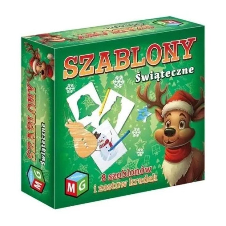 Set de sabloane festive, Multigra, 16 modele, creioane colorate, bloc de desen