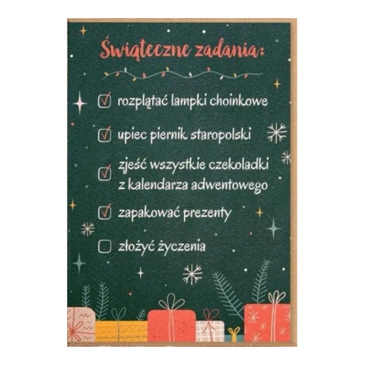 Felicitare Craciun, Nadwyraz.com, design cu Mos Craciun, culoare verde, set cu plic elegant