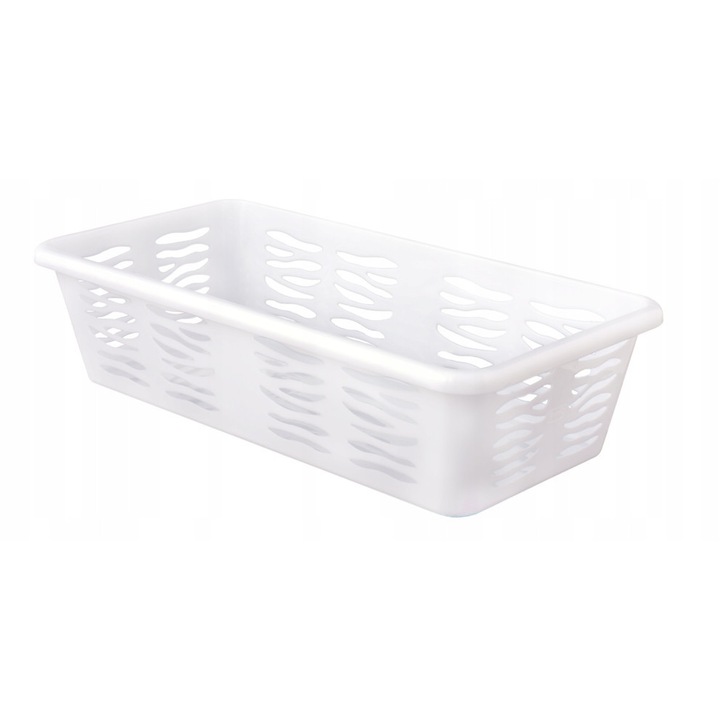 Cos Organizator Plastic BranQ Zebra, alb, 25x15.7x8cm, design ajurat