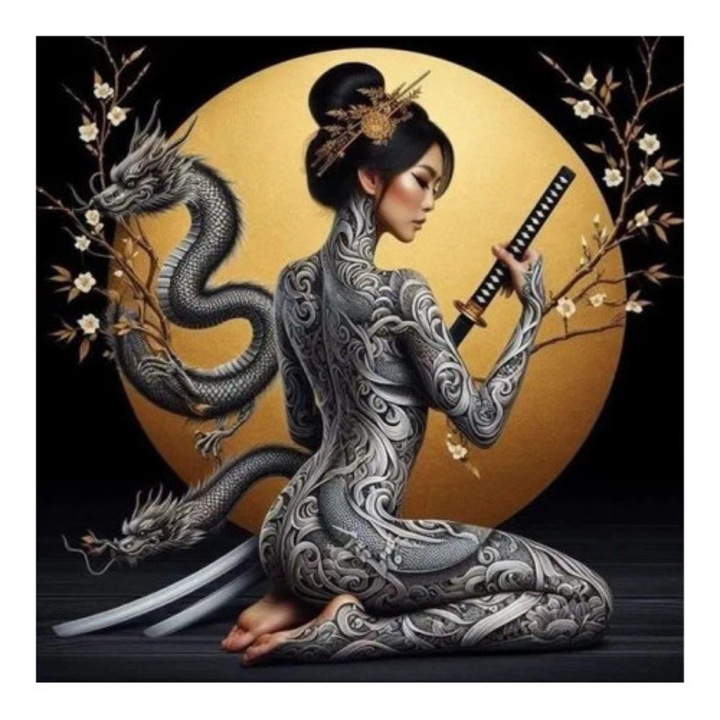 Set mozaic cu diamante Norimpex, 40x30cm, model femeie razboinica