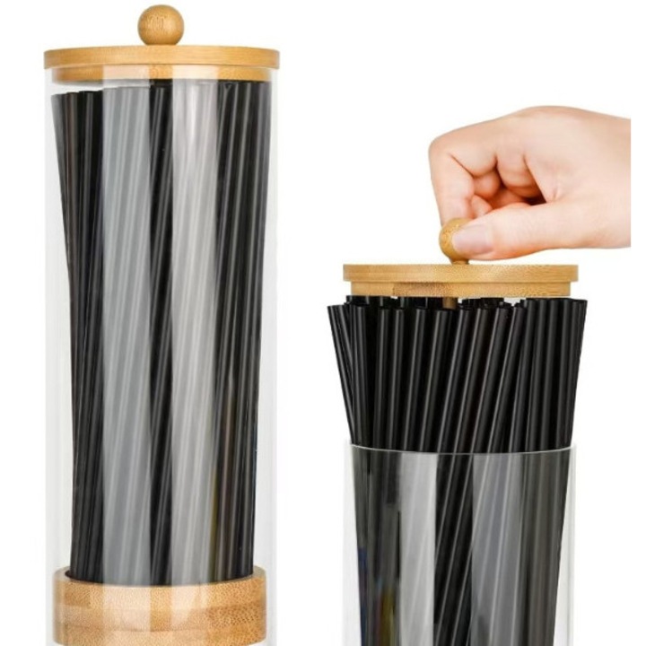 Cutie depozitare paie lemn 25cm transparent