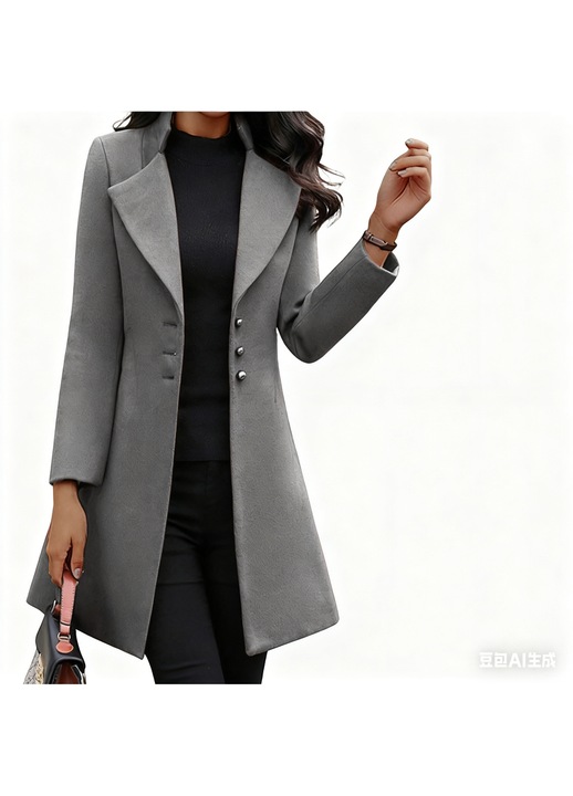 Palton dama, gri, din lana, 3XL INTL