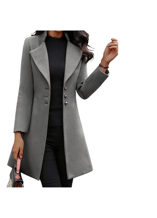 Palton dama, Gri, Slim, Lana, 2XL INTL