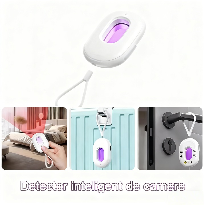 Детектор за скрити камери, детектор за антишпионски камери, с вибрационна аларма и LED фенерче, подходящ за пътувания, хотели, домове и офиси, 5 нива на чувствителност и 3 режима