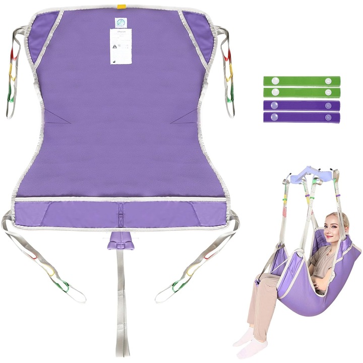 Sling de transfer Ehucon pentru ridicarea pacientului, confort, pozitionare in pat, capacitate de 500 de lire sterline, 1 bucata, violet, M