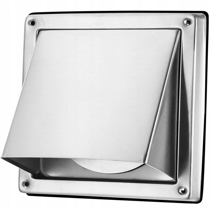 Grilaj de ventilatie F.H. ANA, cu supapa de retur, otel inoxidabil, 125mm, montaj exterior