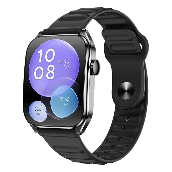 Смарт часовник Xmart AM1130B, AMOLED, Bluetooth 5.3, Анализ на SpO₂, IP67, Google Fit и Apple Health, Черен